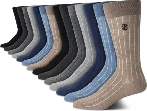 IZOD Men's Dress Socks - 14 Pack Lightweight Soft Comfort Stretch Crew Socks - Breathable Dress Socks for Men (Size:6-12.5)