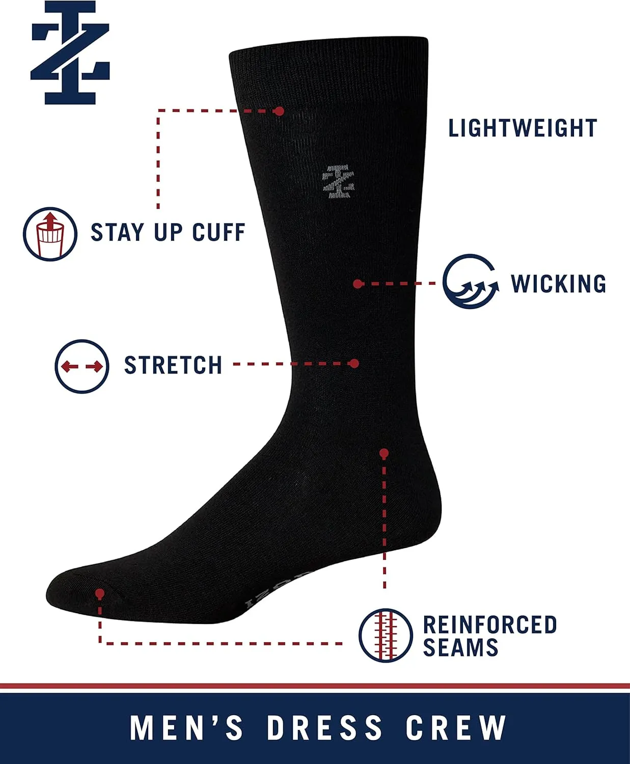 IZOD Men's Dress Socks - 14 Pack Lightweight Soft Comfort Stretch Crew Socks - Breathable Dress Socks for Men (Size:6-12.5)