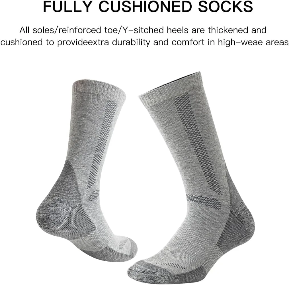 JOYNÉE 6 Pairs Men's Athletic Cushioned Crew Socks Warm Thicker Winter Thermal Moisture Wicking Work Boot Socks Size 10-13
