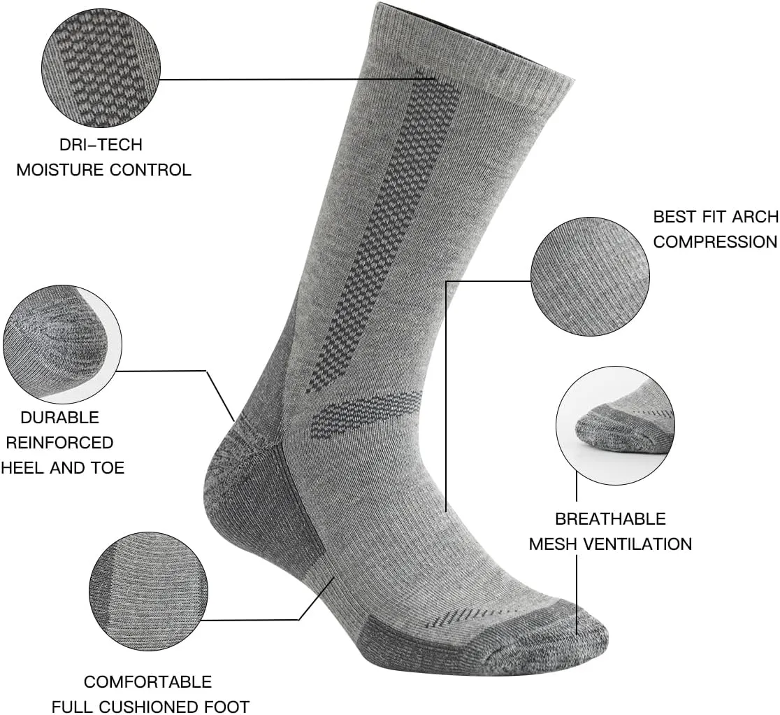 JOYNÉE 6 Pairs Men's Athletic Cushioned Crew Socks Warm Thicker Winter Thermal Moisture Wicking Work Boot Socks Size 10-13