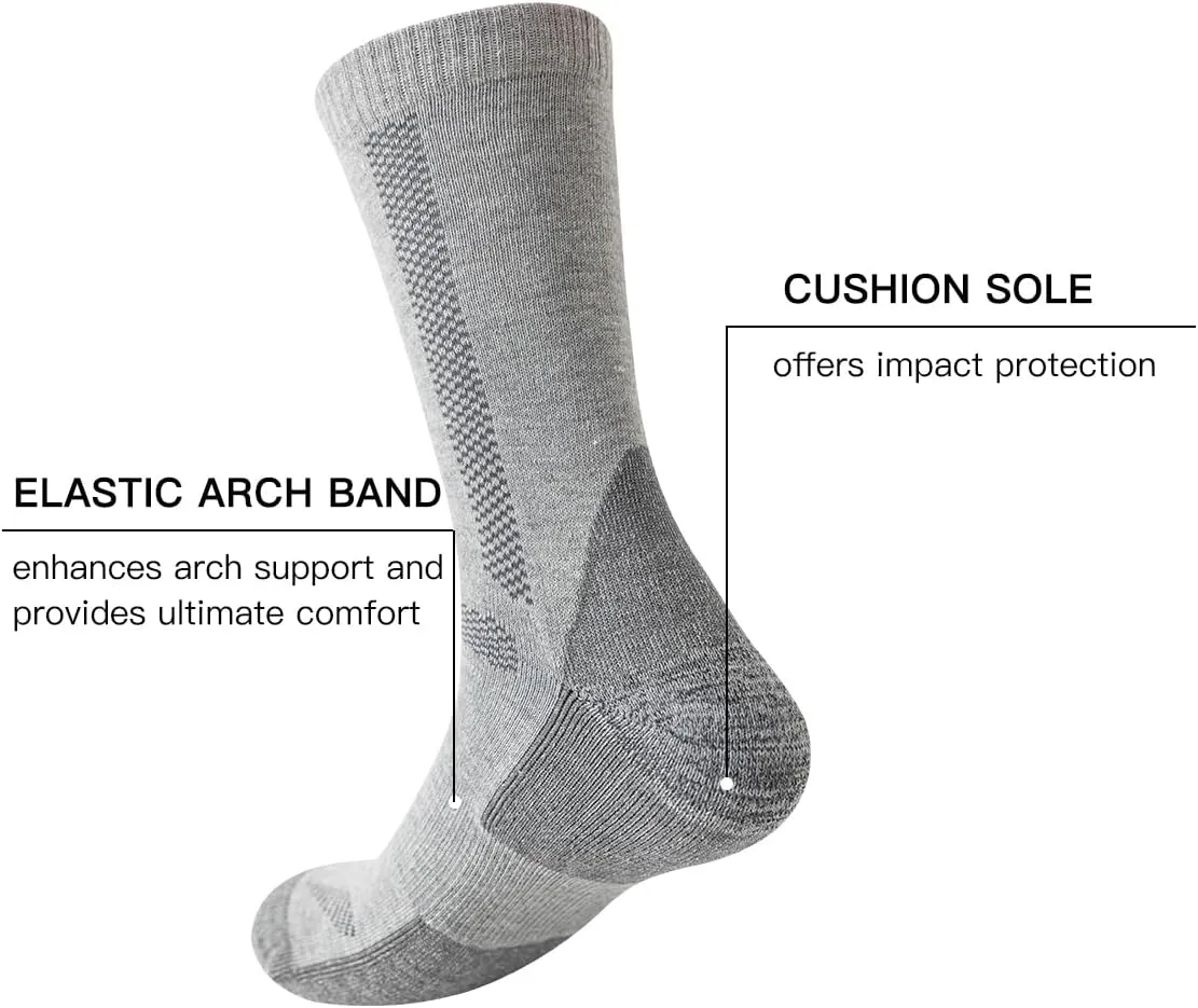 JOYNÉE 6 Pairs Men's Athletic Cushioned Crew Socks Warm Thicker Winter Thermal Moisture Wicking Work Boot Socks Size 10-13