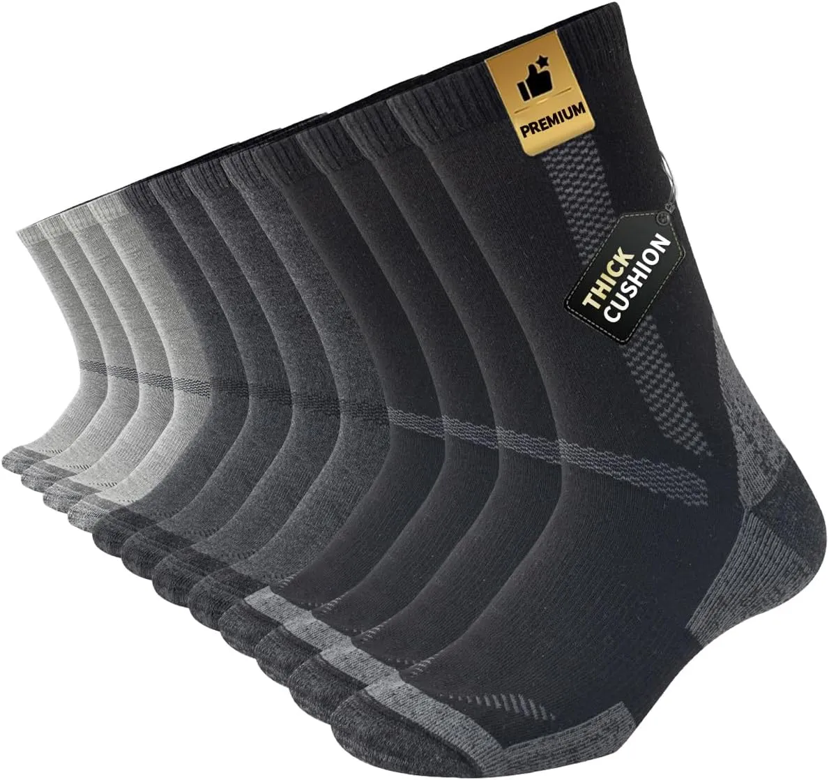JOYNÉE 6 Pairs Men's Athletic Cushioned Crew Socks Warm Thicker Winter Thermal Moisture Wicking Work Boot Socks Size 10-13
