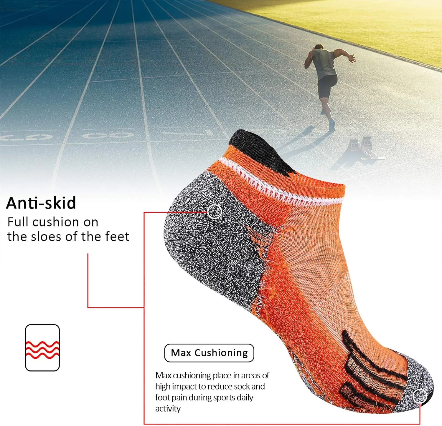 JOYNÉE Mens Ankle Low Cut Athletic Tab Socks for Men Sport Comfort Cushion Sock 6 Pack
