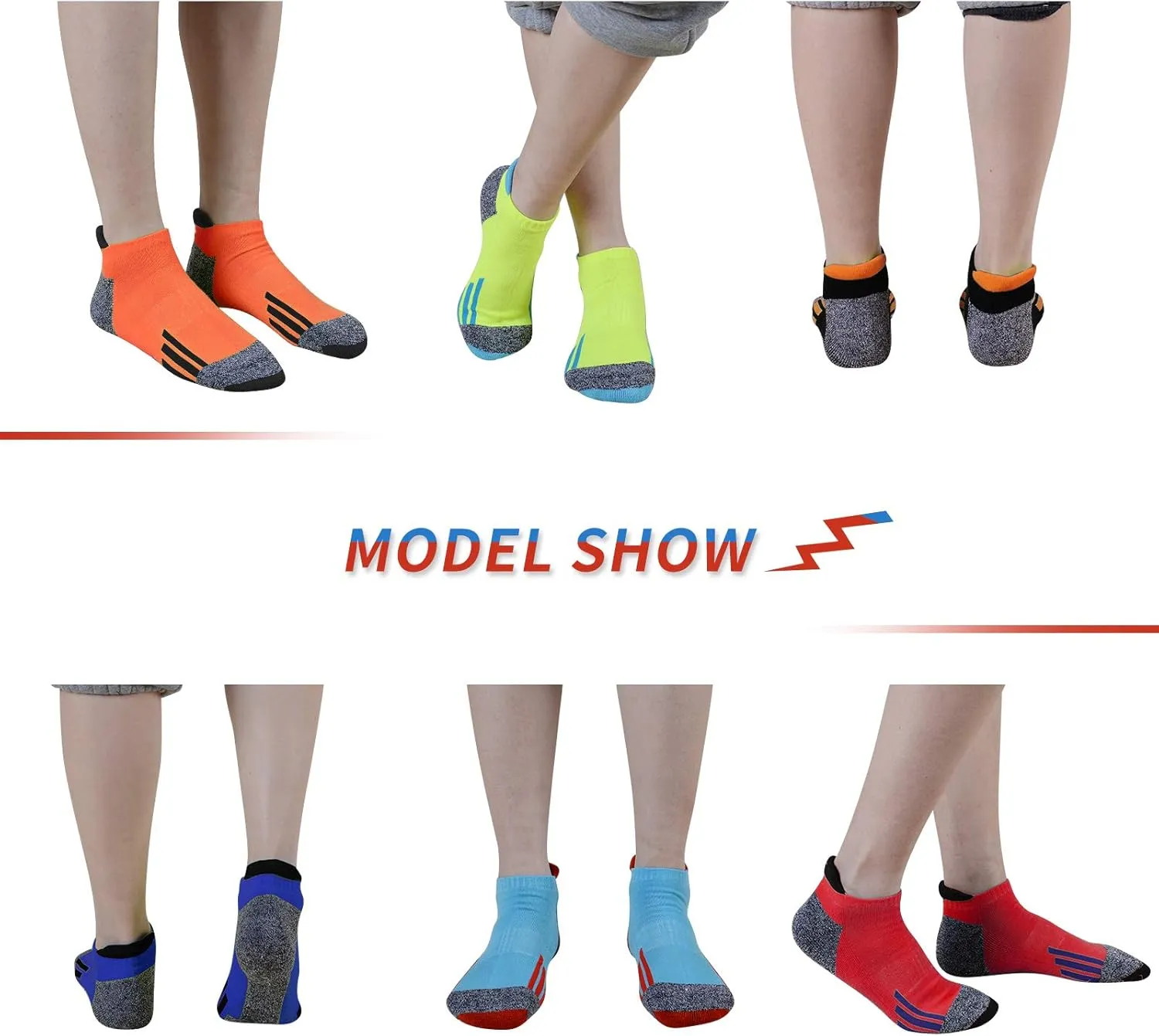 JOYNÉE Mens Ankle Low Cut Athletic Tab Socks for Men Sport Comfort Cushion Sock 6 Pack
