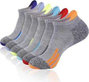JOYNÉE Mens Ankle Low Cut Athletic Tab Socks for Men Sport Comfort Cushion Sock 6 Pack