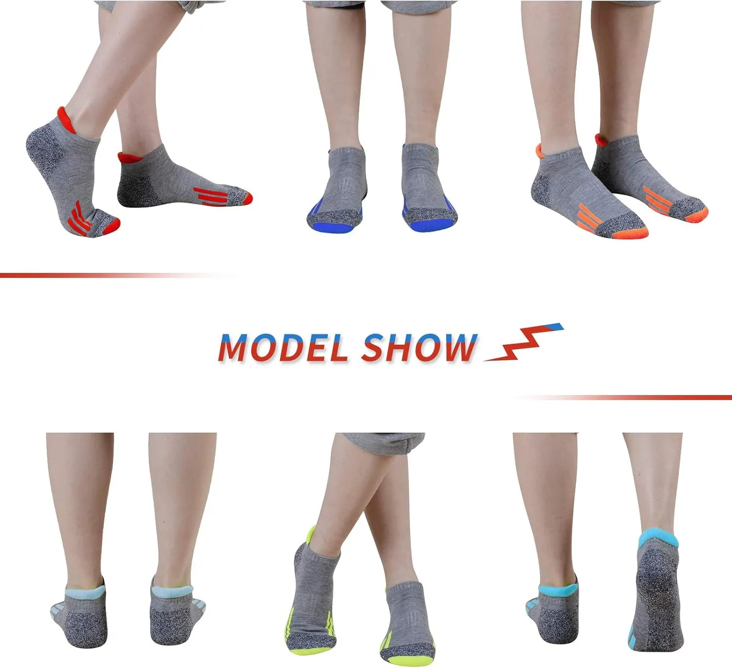 JOYNÉE Mens Ankle Low Cut Athletic Tab Socks for Men Sport Comfort Cushion Sock 6 Pack