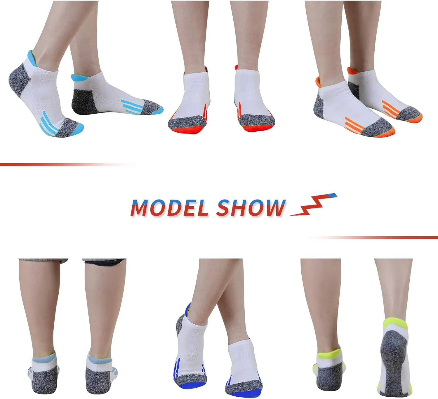 JOYNÉE Mens Ankle Low Cut Athletic Tab Socks for Men Sport Comfort Cushion Sock 6 Pack