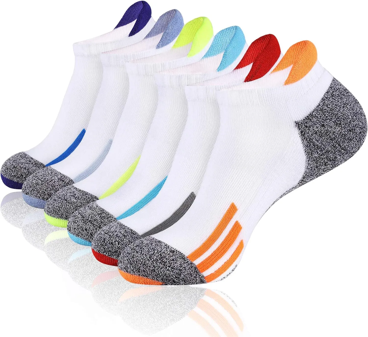 JOYNÉE Mens Ankle Low Cut Athletic Tab Socks for Men Sport Comfort Cushion Sock 6 Pack