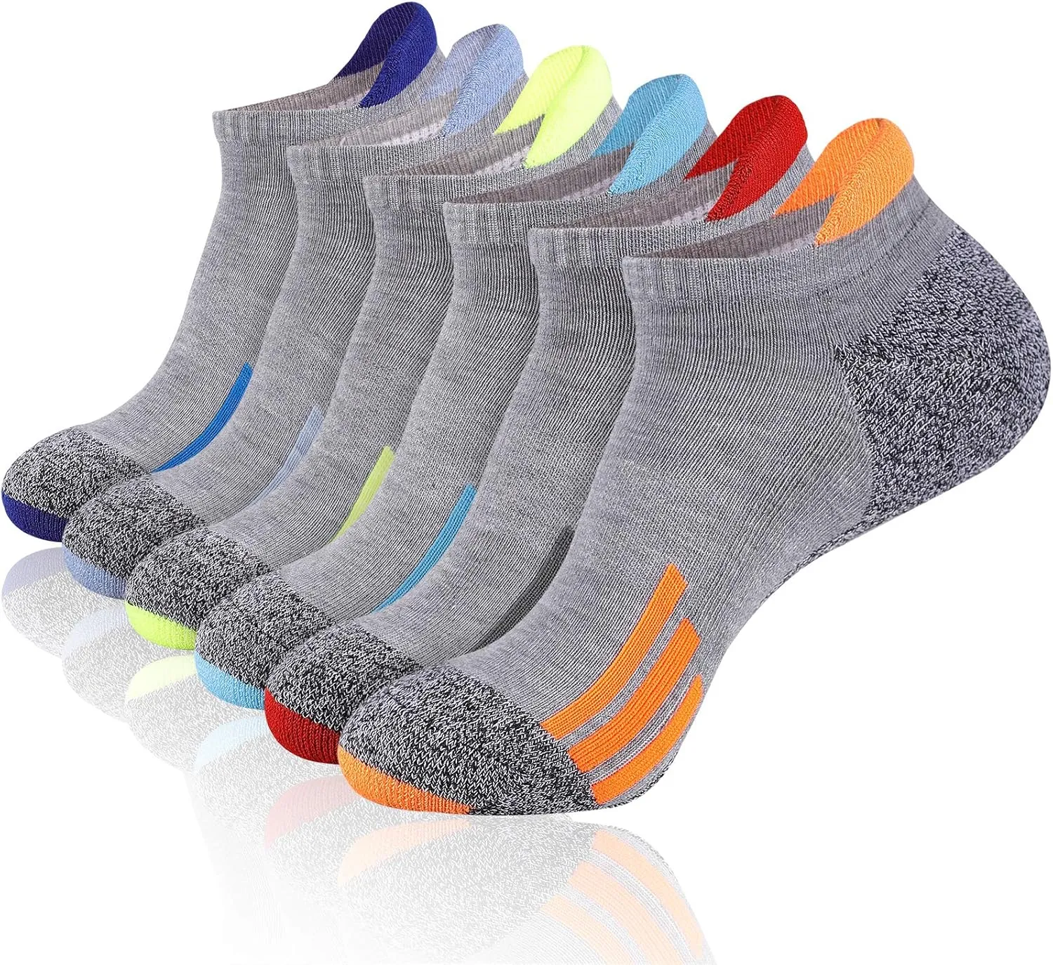 JOYNÉE Mens Ankle Low Cut Athletic Tab Socks for Men Sport Comfort Cushion Sock 6 Pack