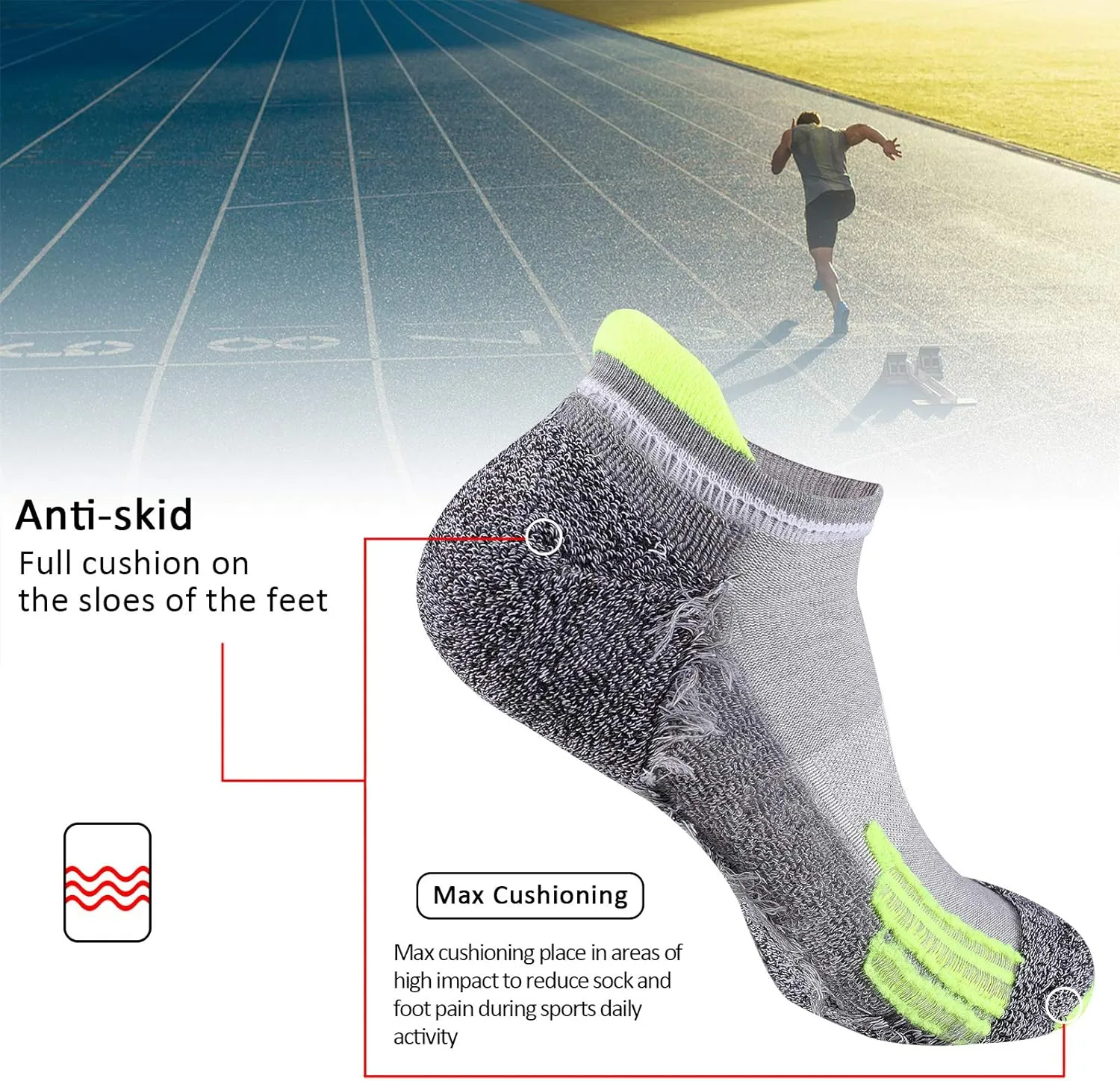 JOYNÉE Mens Ankle Low Cut Athletic Tab Socks for Men Sport Comfort Cushion Sock 6 Pack