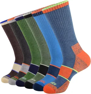 JOYNÉE Mens Crew Full Cushion Athletic Running Socks with Moisture Wicking Mid-Calf Casual Socks 6 Pack