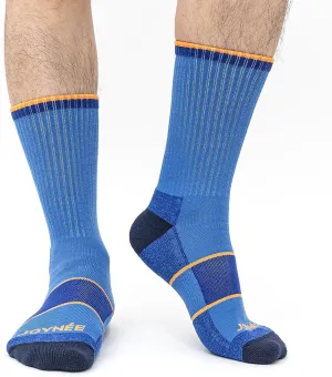 JOYNÉE Mens Crew Full Cushion Athletic Running Socks with Moisture Wicking Mid-Calf Casual Socks 6 Pack