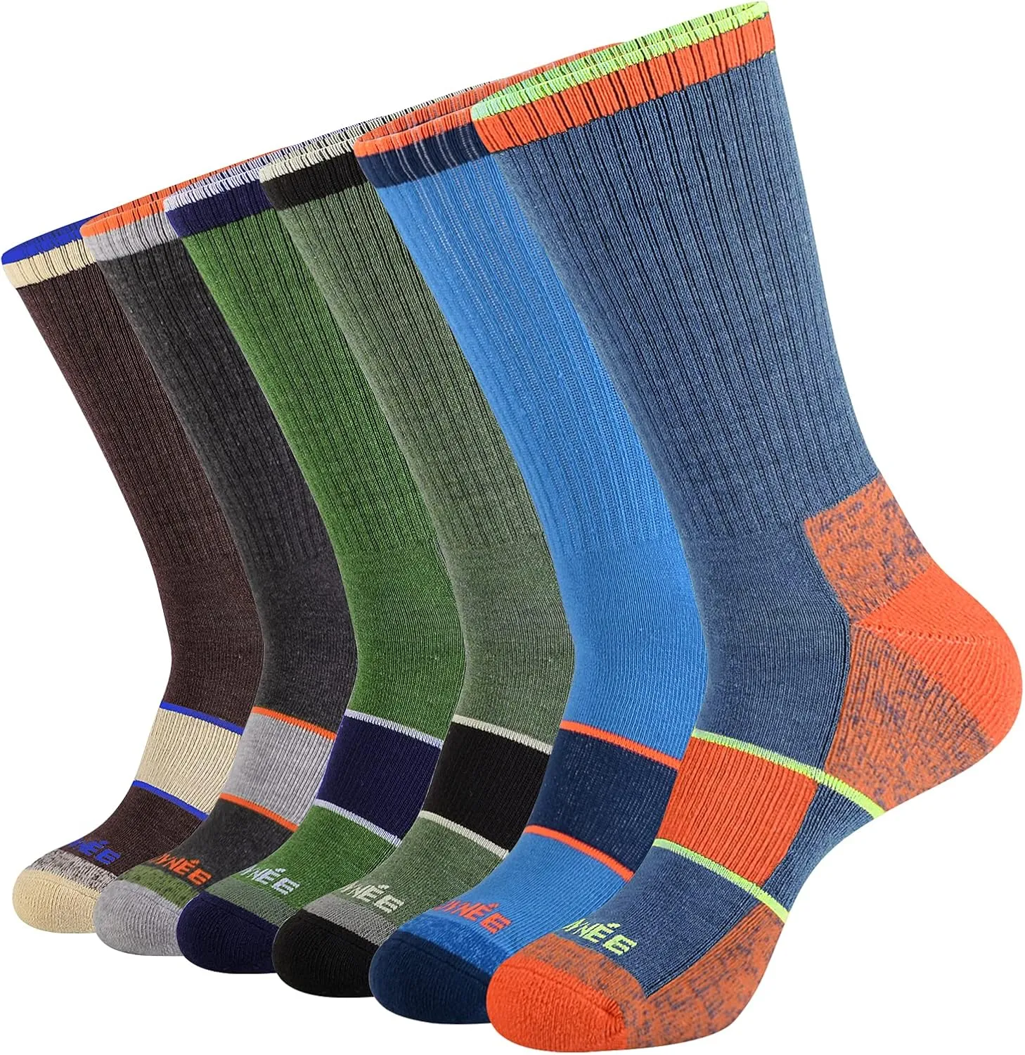JOYNÉE Mens Crew Full Cushion Athletic Running Socks with Moisture Wicking Mid-Calf Casual Socks 6 Pack