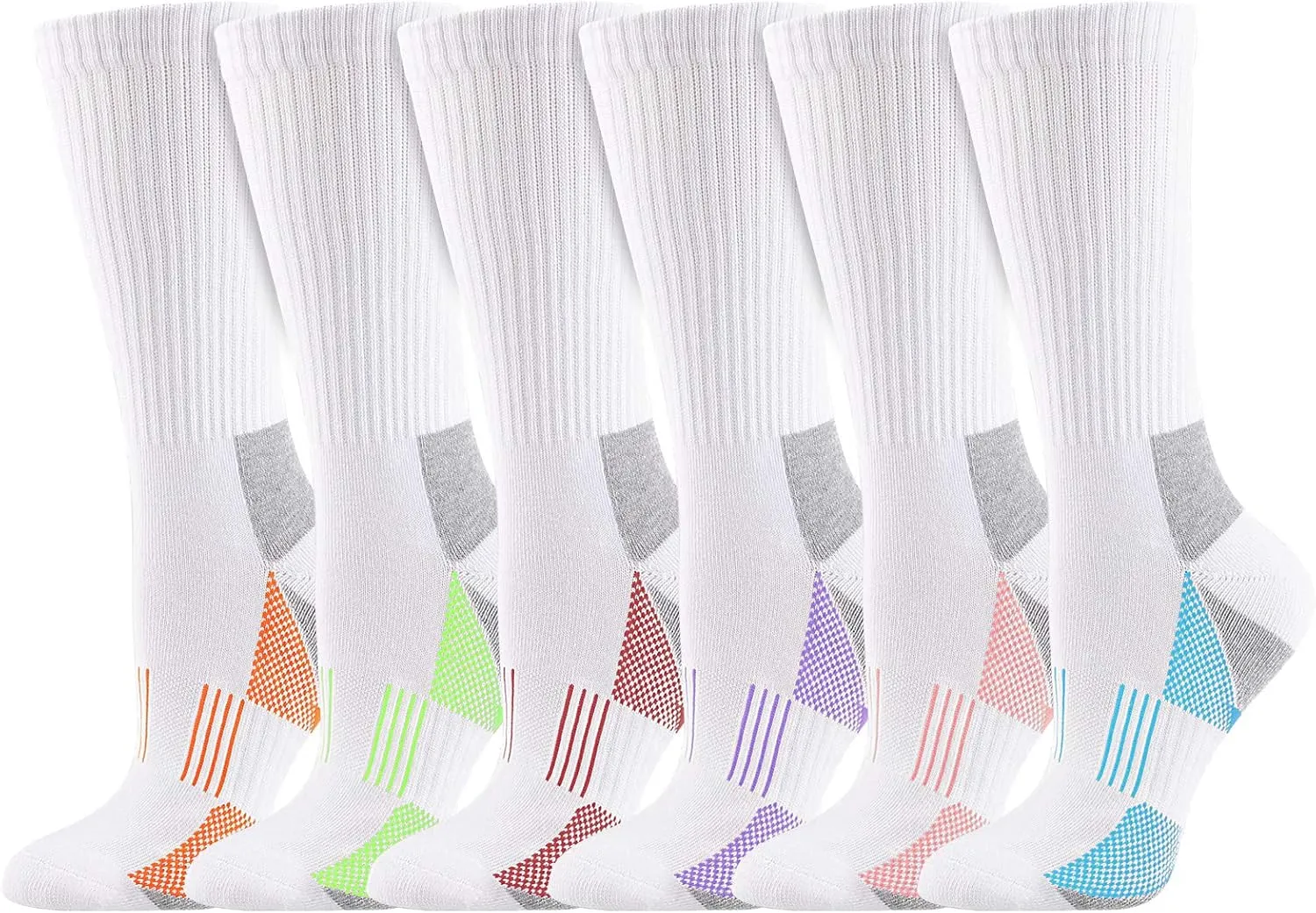 JOYNÉE Womens-Crew-Athletic-Socks Cushion Running Socks with Moisture Wicking for Sports and Daily Wear 6 Pairs
