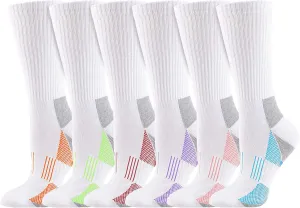 JOYNÉE Womens-Crew-Athletic-Socks Cushion Running Socks with Moisture Wicking for Sports and Daily Wear 6 Pairs