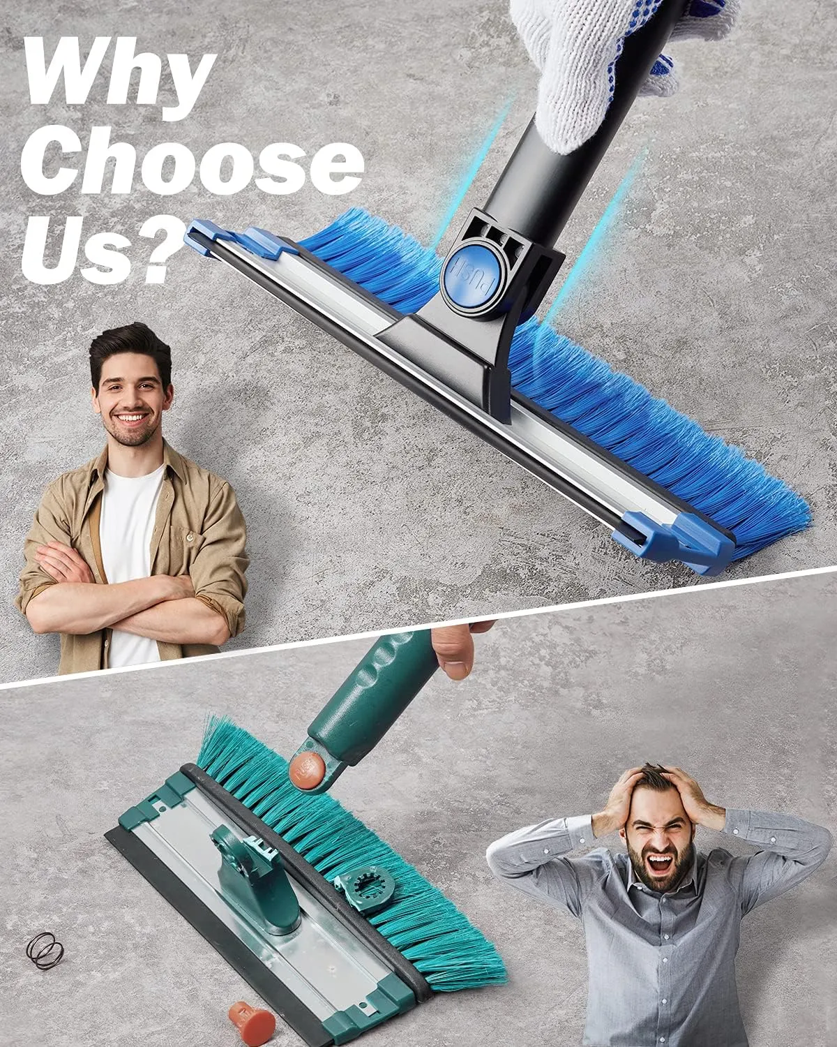 JOYTUTUS 61.3″ Ice Scraper and Long Handle Snow Brush, 270° Pivoting Extendable Car Snow Scraper Brush for Car Windshield, Telescoping Ice Scraper, Snow Remover for Cars, Trucks, SUV (Blue)