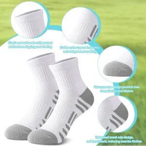 Jspupifip 6 Pairs Women Ankle Socks Anti-blister Thick Crew Athletic Cotton Socks for Women