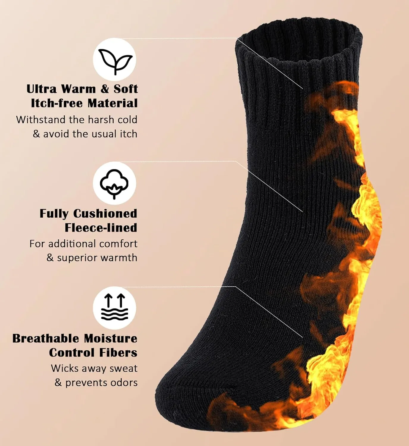 KANAV Women's Warm Winter Thermal Socks - Thick, Soft, Cute & Comfy Slouch Socks