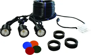 Kasco LED Composite 3 Light Decorative Fixture Kit for 1/2-1HP Fountains | 120V, 11W per Fixture | 5 Color Option Available | 200ft Power Cord Included | (Fountain Sold Separately)