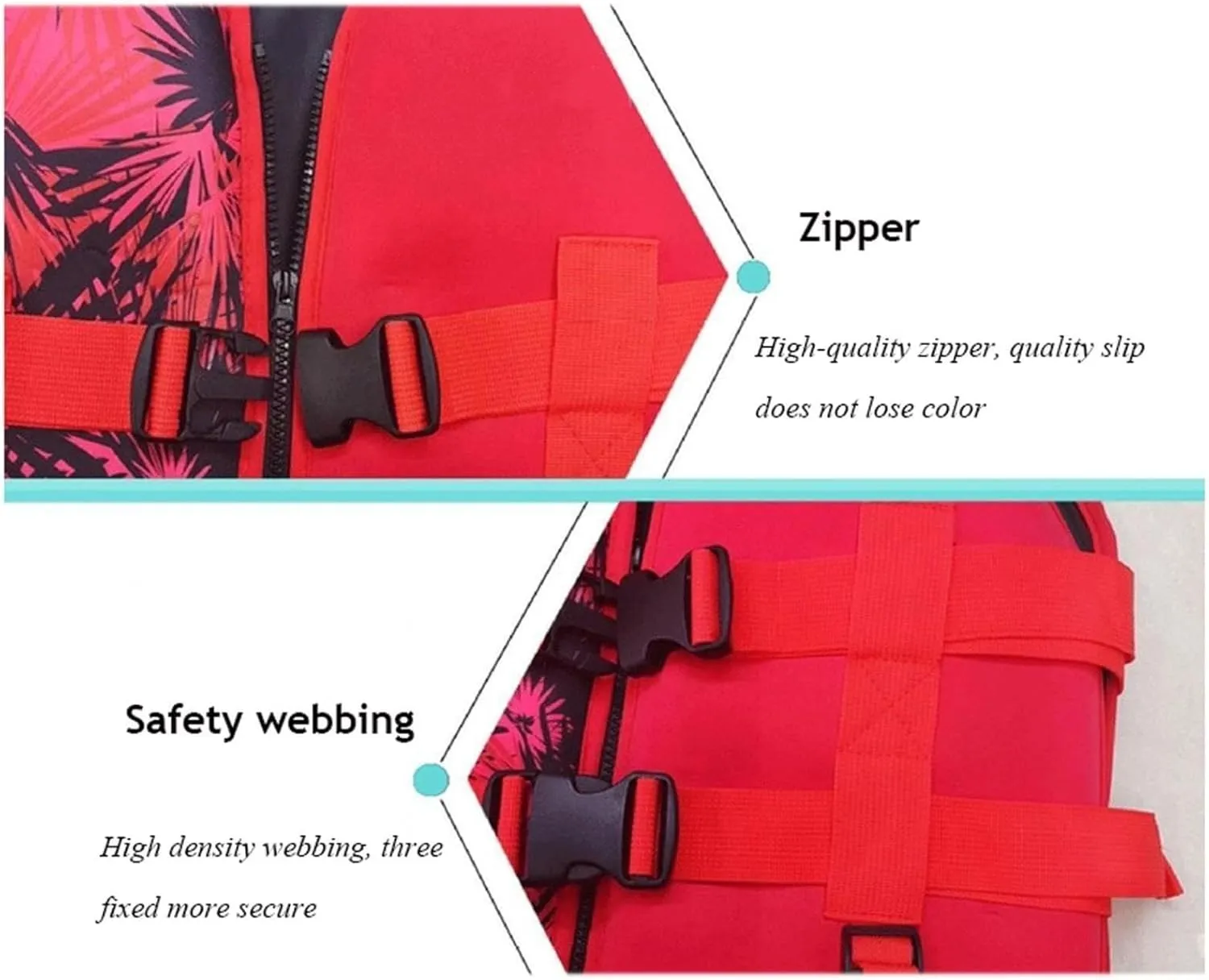 Kayaking Vest with Leg Straps, Zipper and Adjustable Belt, High Buoyancy Swim Vest for Movement Over Water