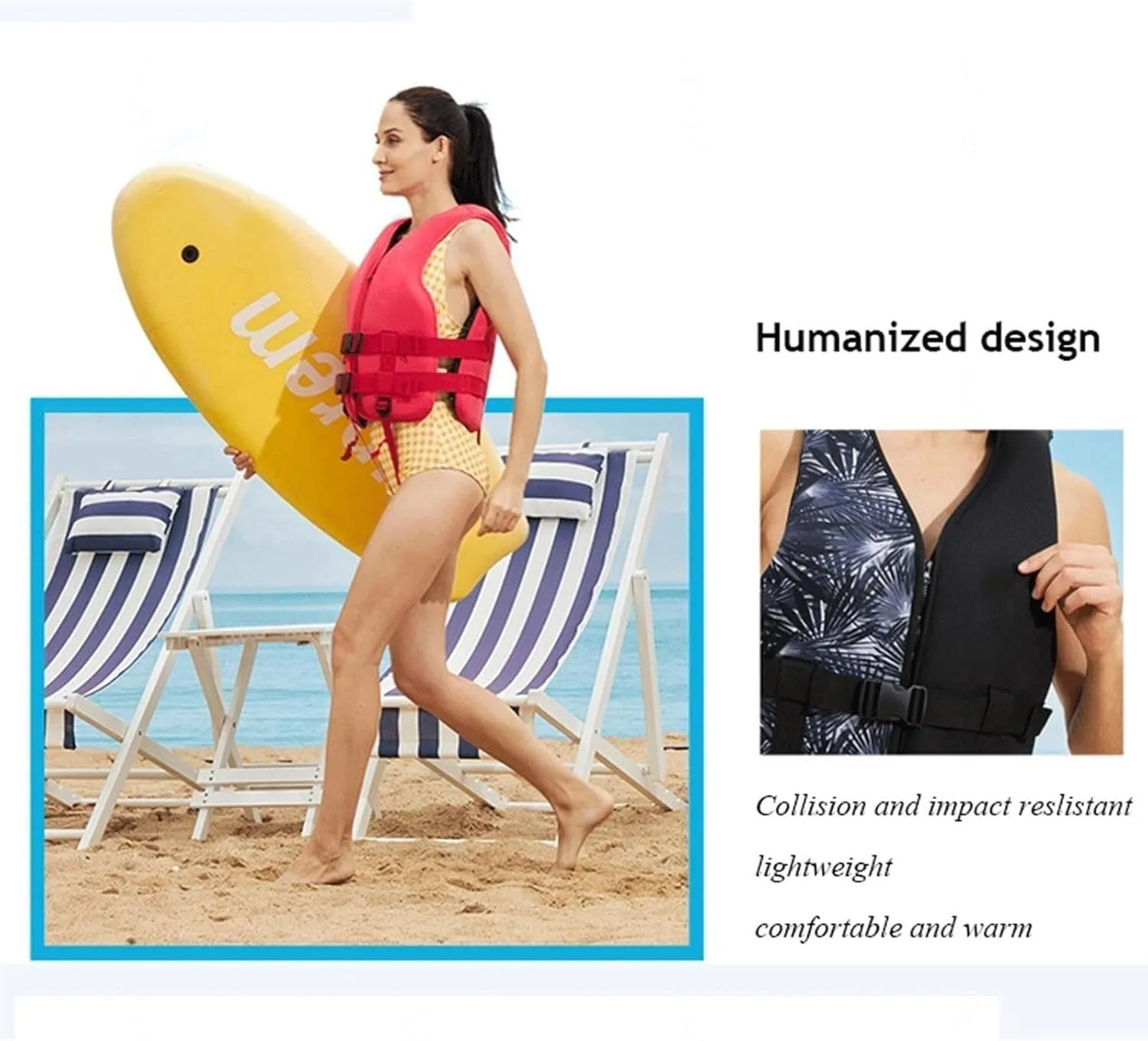 Kayaking Vest with Leg Straps, Zipper and Adjustable Belt, High Buoyancy Swim Vest for Movement Over Water
