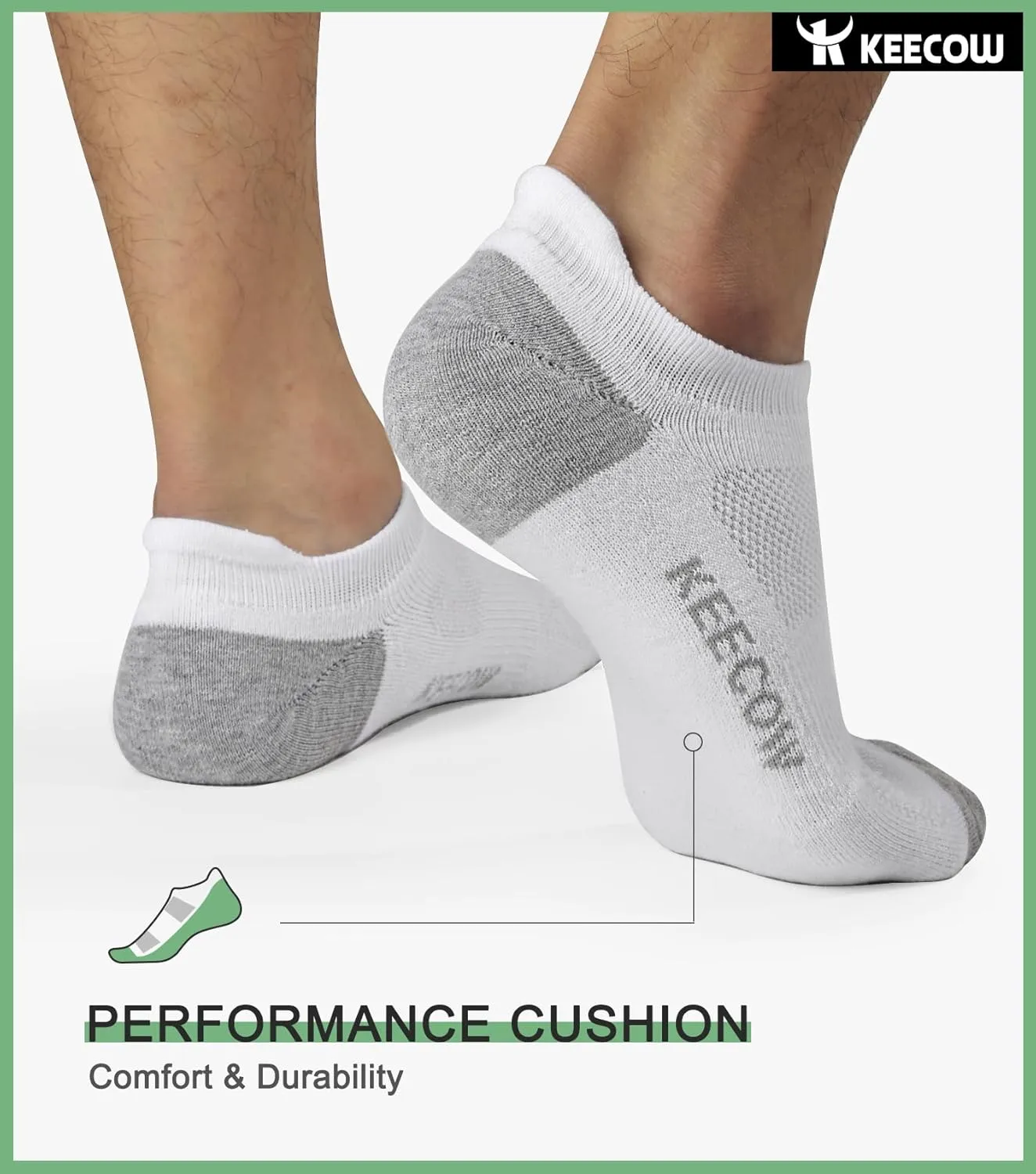 KEECOW Performance Comfort No Show Ankle Cushioned Socks for Men & Women, Athletic, Tab, Short, Running, Outdoor