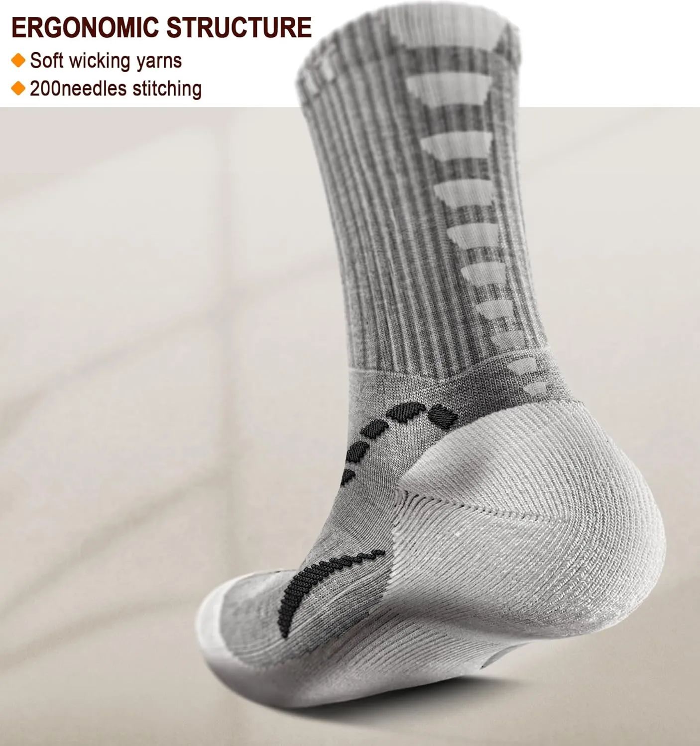 KEMISANT Men Socks, Athletic Running Socks Compression Wicking For Men Sports Hiking Fishing Cushioned Sole Arch Support