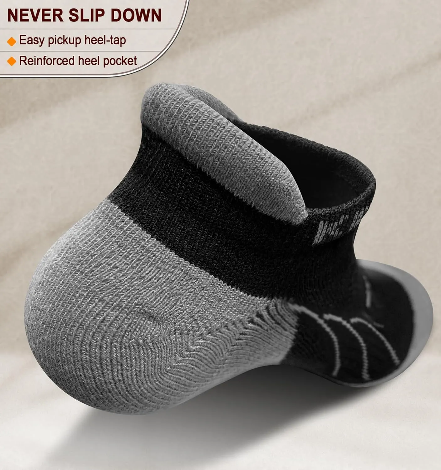 KEMISANT Mens Running Socks 6 Pairs-Athletic Compression Ankle Socks Cushioned for Men Walking-Arch Compression Support