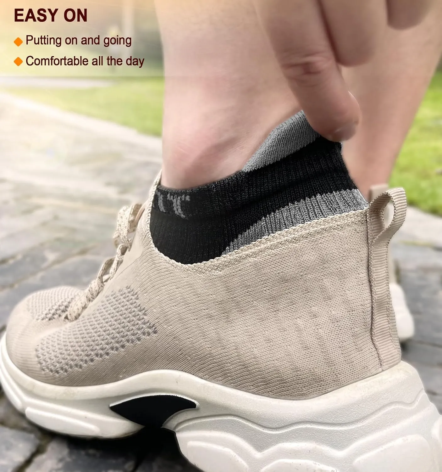 KEMISANT Mens Running Socks 6 Pairs-Athletic Compression Ankle Socks Cushioned for Men Walking-Arch Compression Support