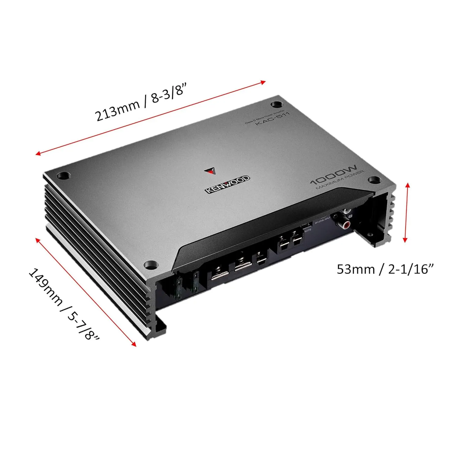 Kenwood KAC-511 Class D Digital Mono Amplifier with Variable Low-Pass Crossover - Black