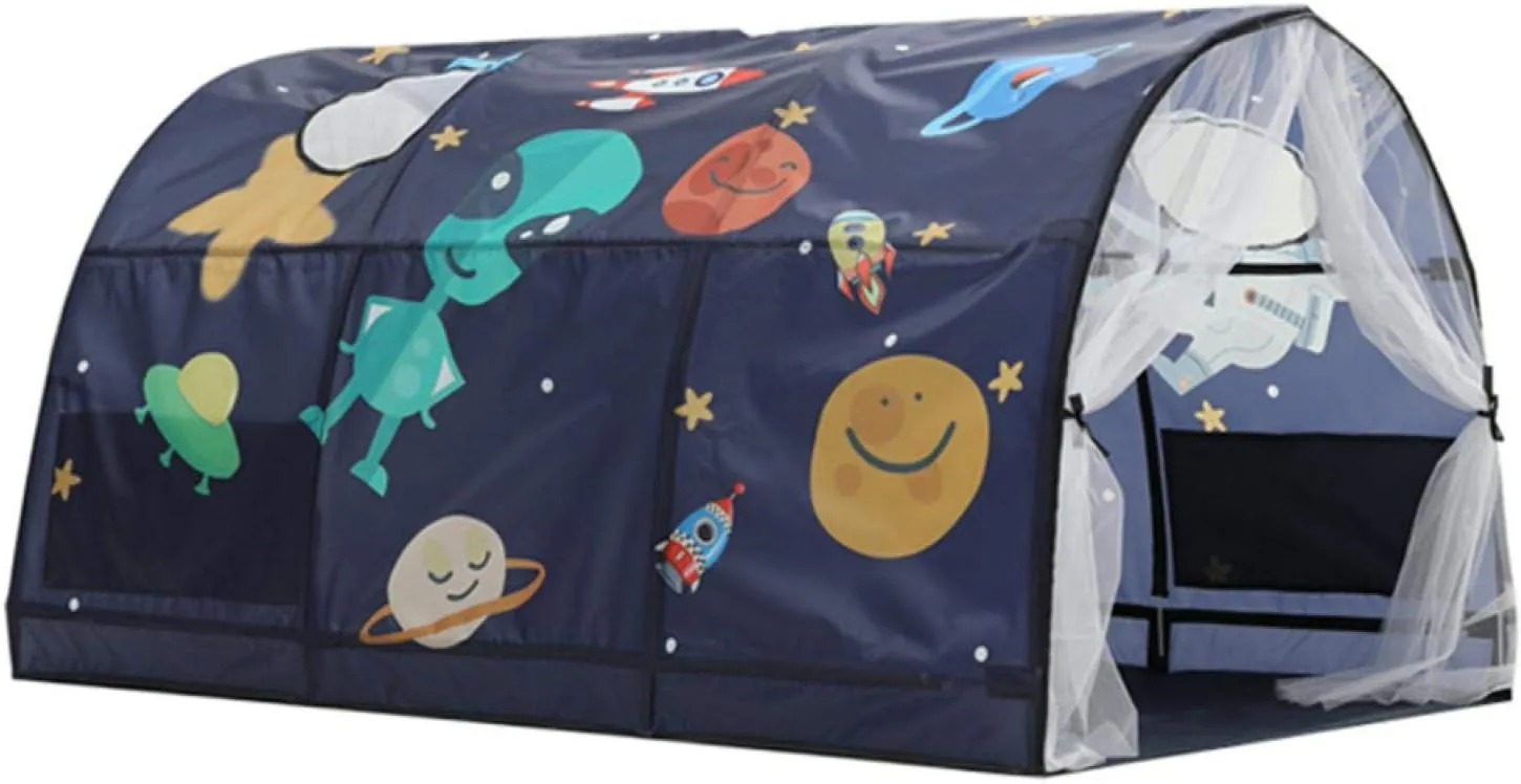 Kids Tent, Boys Girls Play Tents Bed Tents, Portable Baby Toddlers Sleeping Tent with Double Net Curtain for Bedroom Decor Indoor Games (Blue)