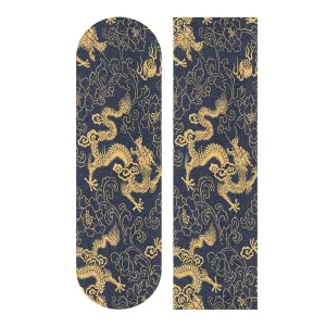 Kigai Chinese Tattoo Gold Dragon Skateboard Grip Tape Deck Sandpaper for Rollerboard 10" x 44"