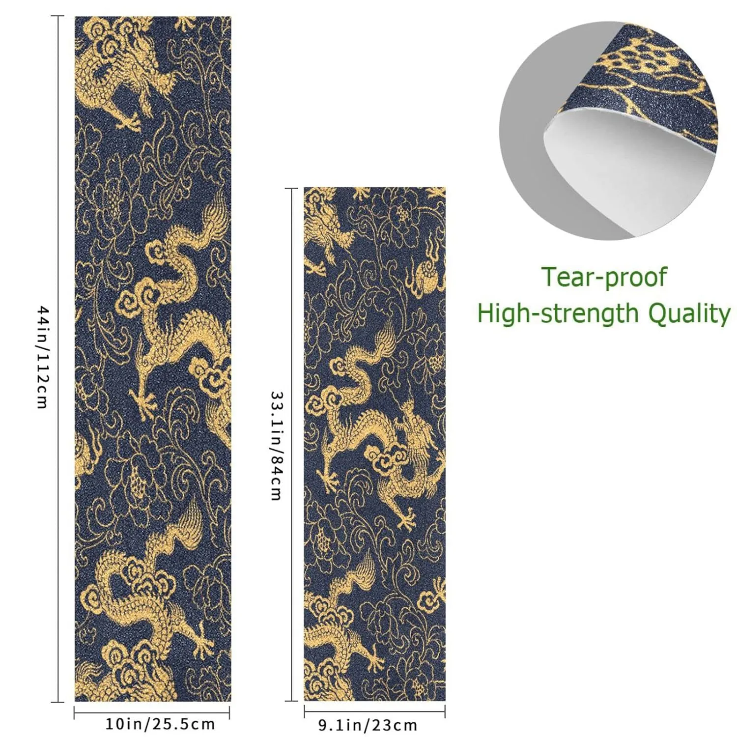 Kigai Chinese Tattoo Gold Dragon Skateboard Grip Tape Deck Sandpaper for Rollerboard 10" x 44"