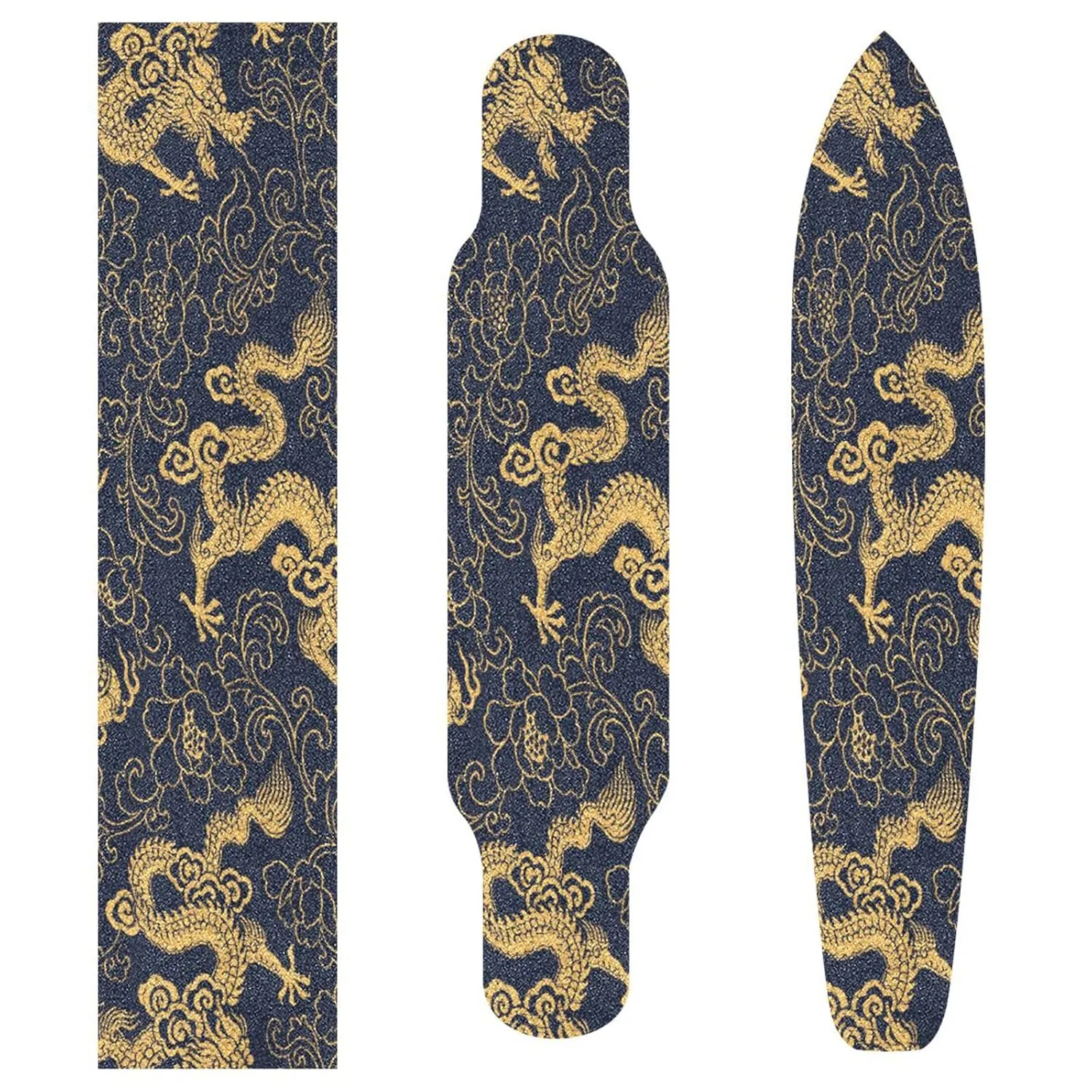Kigai Chinese Tattoo Gold Dragon Skateboard Grip Tape Deck Sandpaper for Rollerboard 10" x 44"