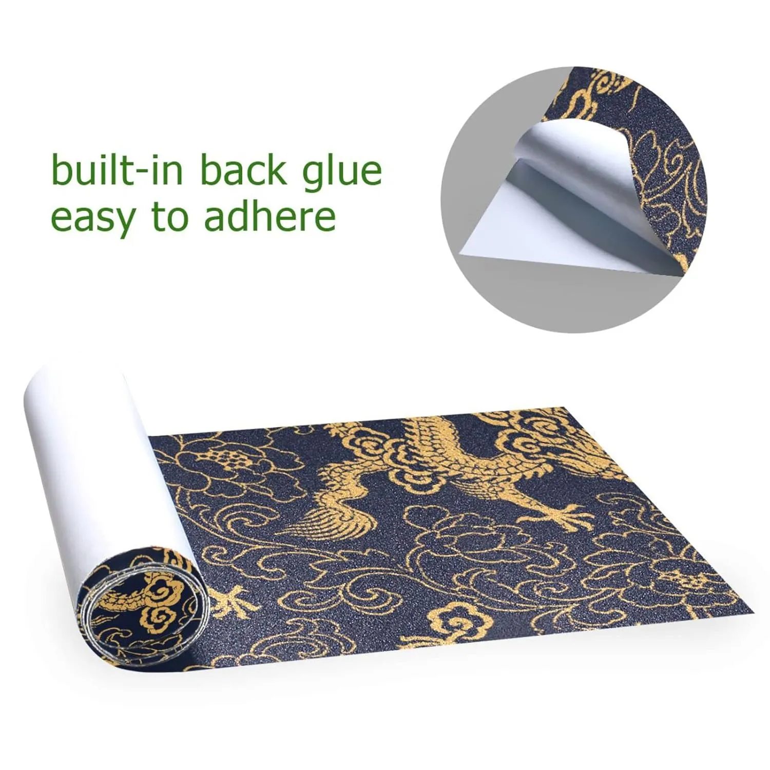 Kigai Chinese Tattoo Gold Dragon Skateboard Grip Tape Deck Sandpaper for Rollerboard 10" x 44"