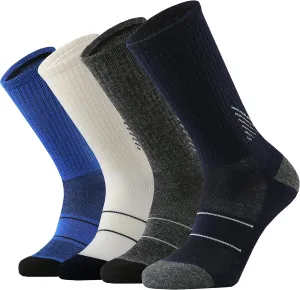 KMM Men's Merino Wool Cushion Crew Socks Moisture Wicking Control Medium Weight Warm for Outdoor Hiking Hike Trail Cycling