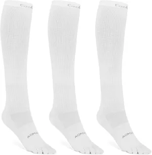 Knee-High Toe Socks - Coolmax 5-Finger Athletic Hiking Socks, Anti-Blister & Moisture-Wicking, 3 Pairs