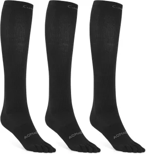 Knee-High Toe Socks - Coolmax 5-Finger Athletic Hiking Socks, Anti-Blister & Moisture-Wicking, 3 Pairs
