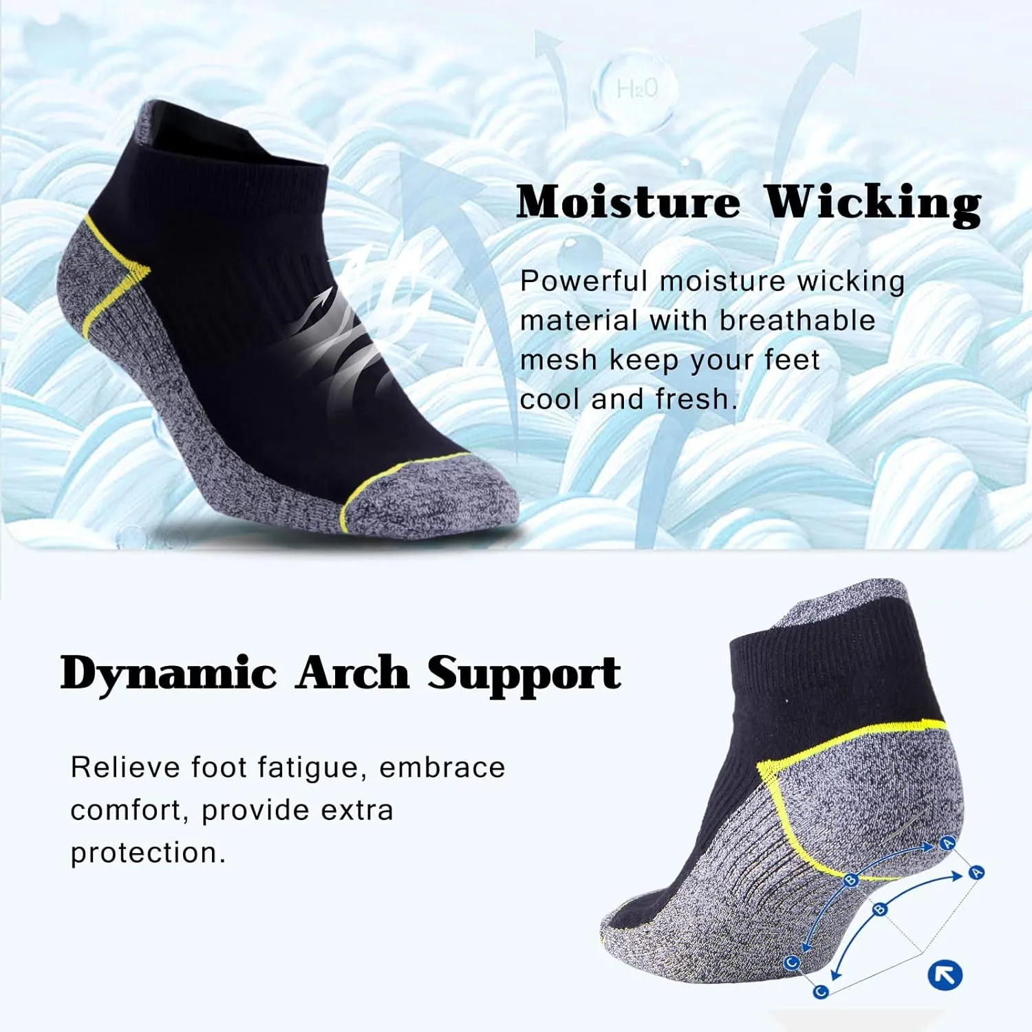 Kodal Copper Ankle Athletic Running Socks Moisture Wicking Odor Control for Sweaty Feet