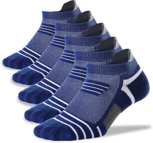 Kodal Copper Cushioned Athletic Ankle Socks, Low Cut Training Socks, Odor Free, Moisture Wicking, Arch Compression (5 Pairs)