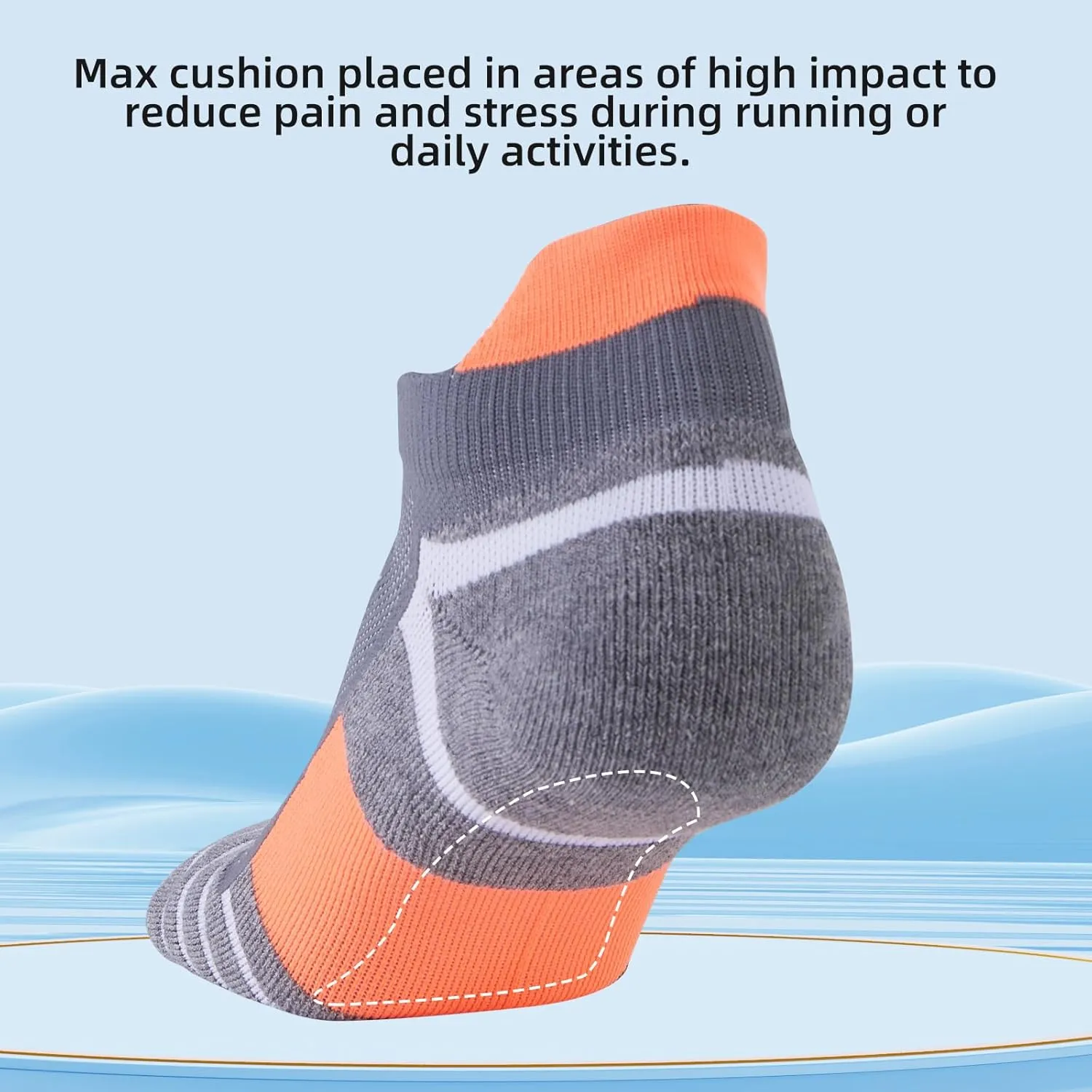 Kodal Copper Cushioned Athletic Ankle Socks, Low Cut Training Socks, Odor Free, Moisture Wicking, Arch Compression (5 Pairs)