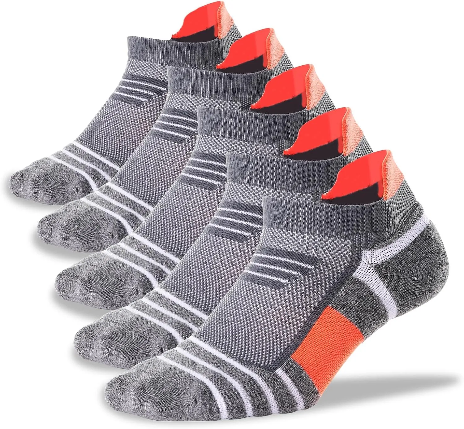 Kodal Copper Cushioned Athletic Ankle Socks, Low Cut Training Socks, Odor Free, Moisture Wicking, Arch Compression (5 Pairs)