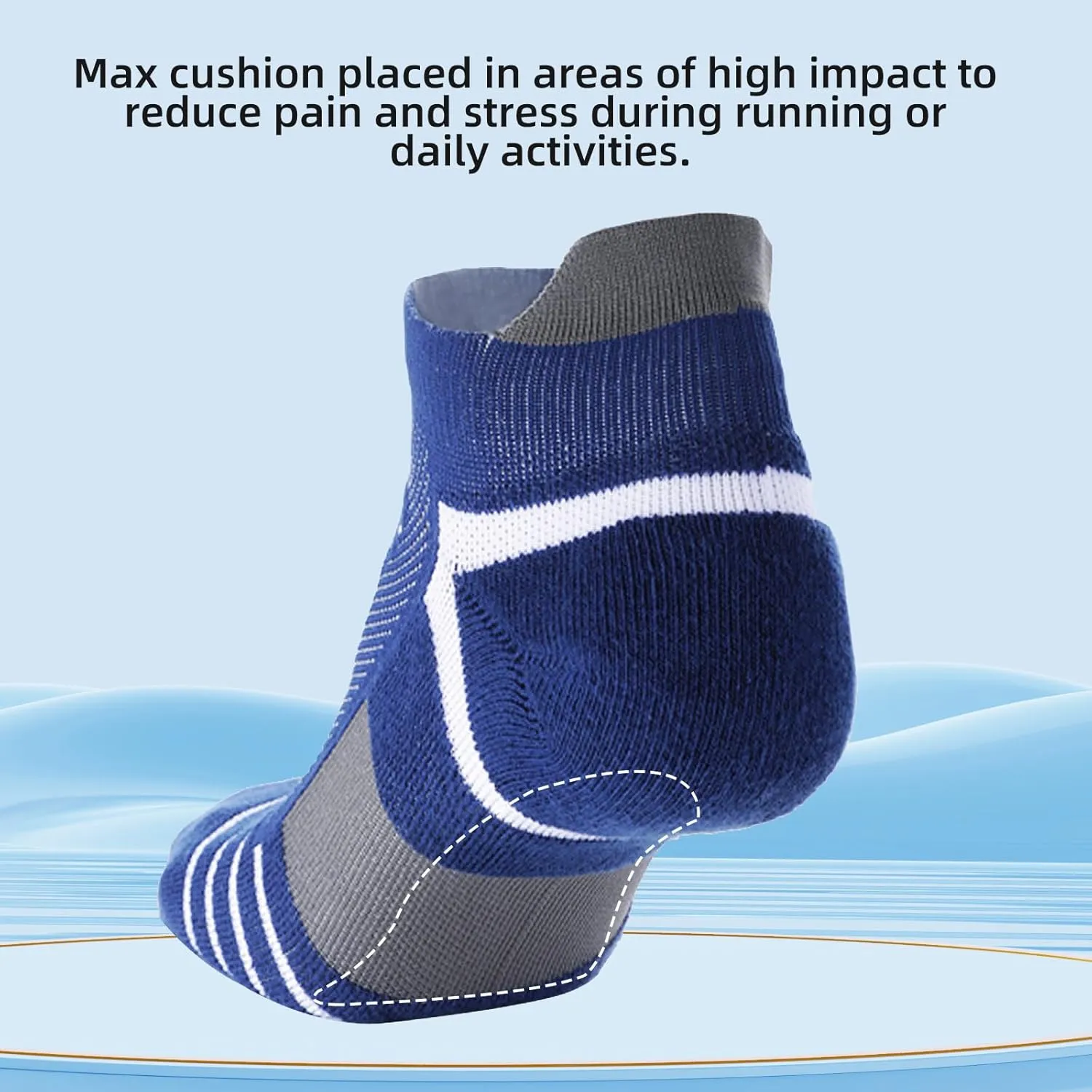 Kodal Copper Cushioned Athletic Ankle Socks, Low Cut Training Socks, Odor Free, Moisture Wicking, Arch Compression (5 Pairs)