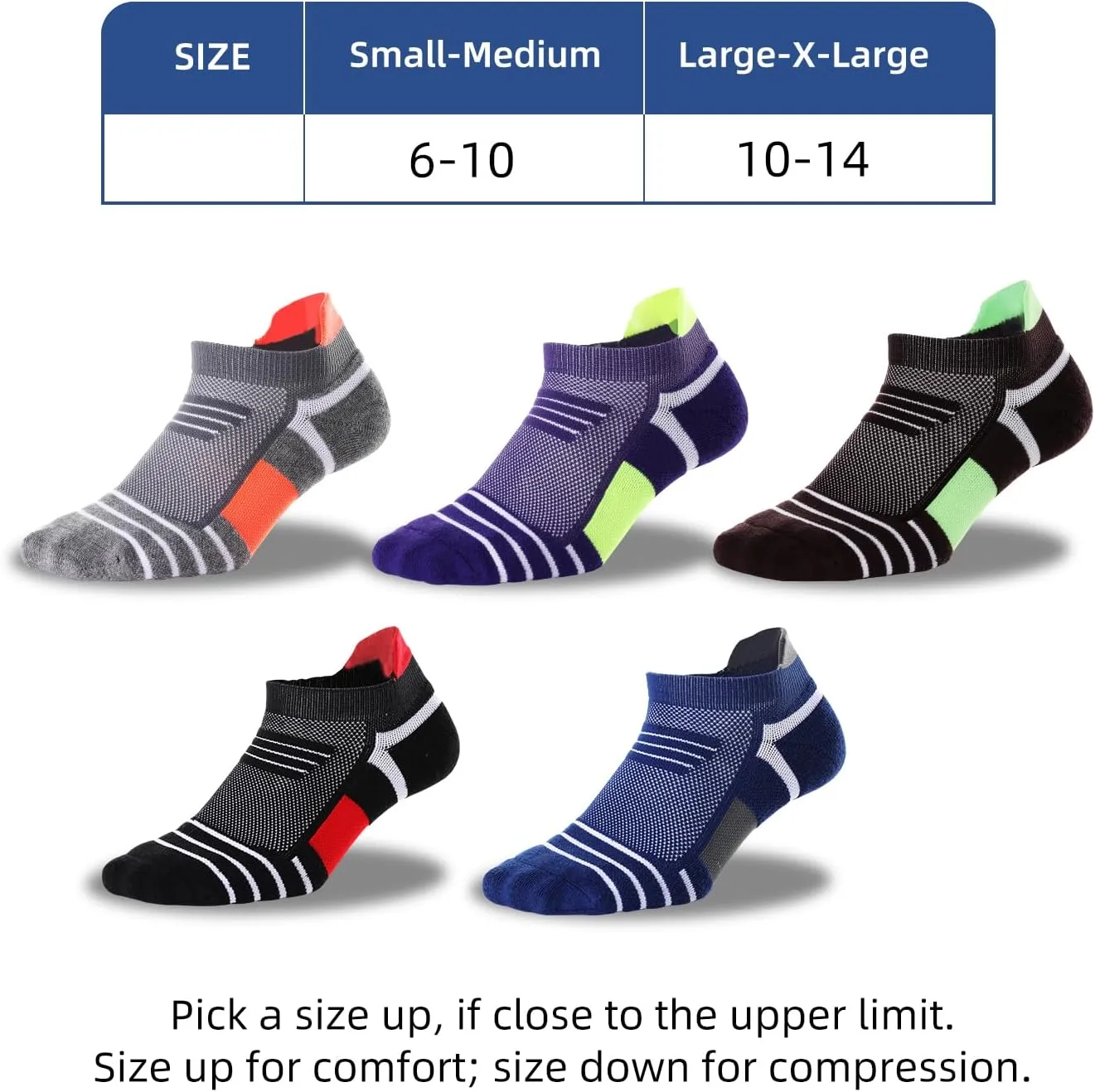 Kodal Copper Cushioned Athletic Ankle Socks, Low Cut Training Socks, Odor Free, Moisture Wicking, Arch Compression (5 Pairs)