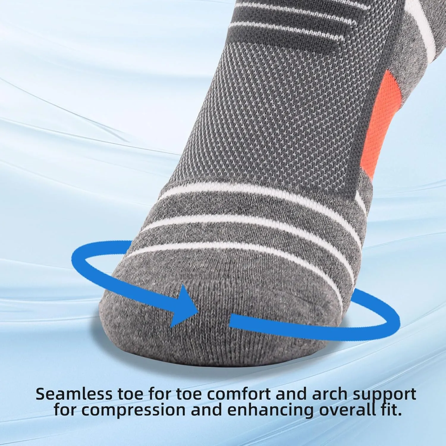 Kodal Copper Cushioned Athletic Ankle Socks, Low Cut Training Socks, Odor Free, Moisture Wicking, Arch Compression (5 Pairs)