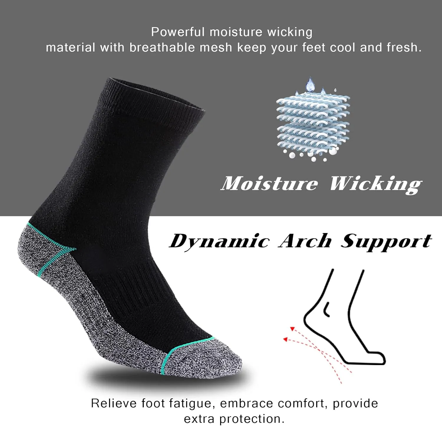 Kodal Copper Infused Crew Socks Business Athletic Moisture Wicking Odor Free Comfortable for All Day Wear (4/5 Pairs)