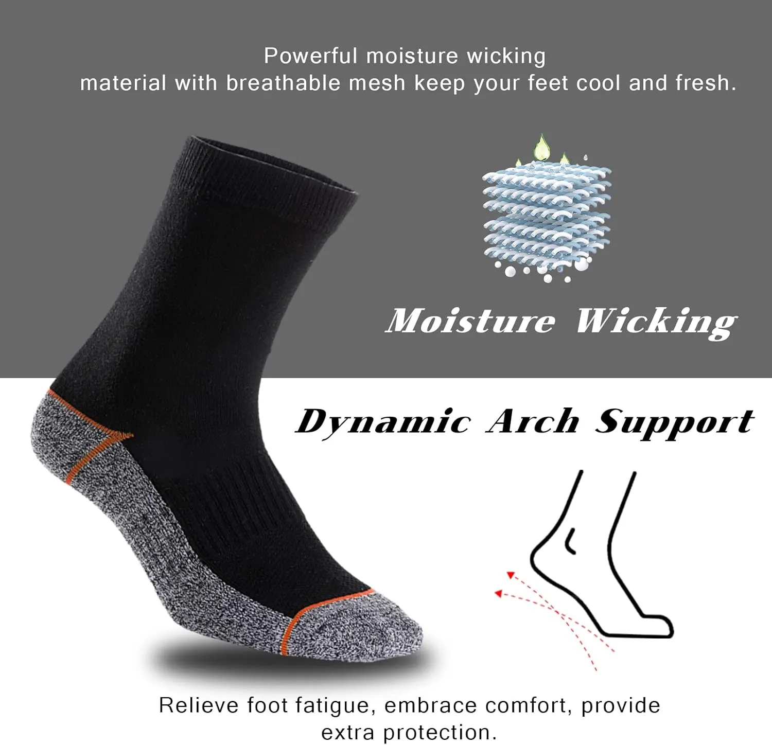 Kodal Copper Infused Crew Socks Business Athletic Moisture Wicking Odor Free Comfortable for All Day Wear (4/5 Pairs)