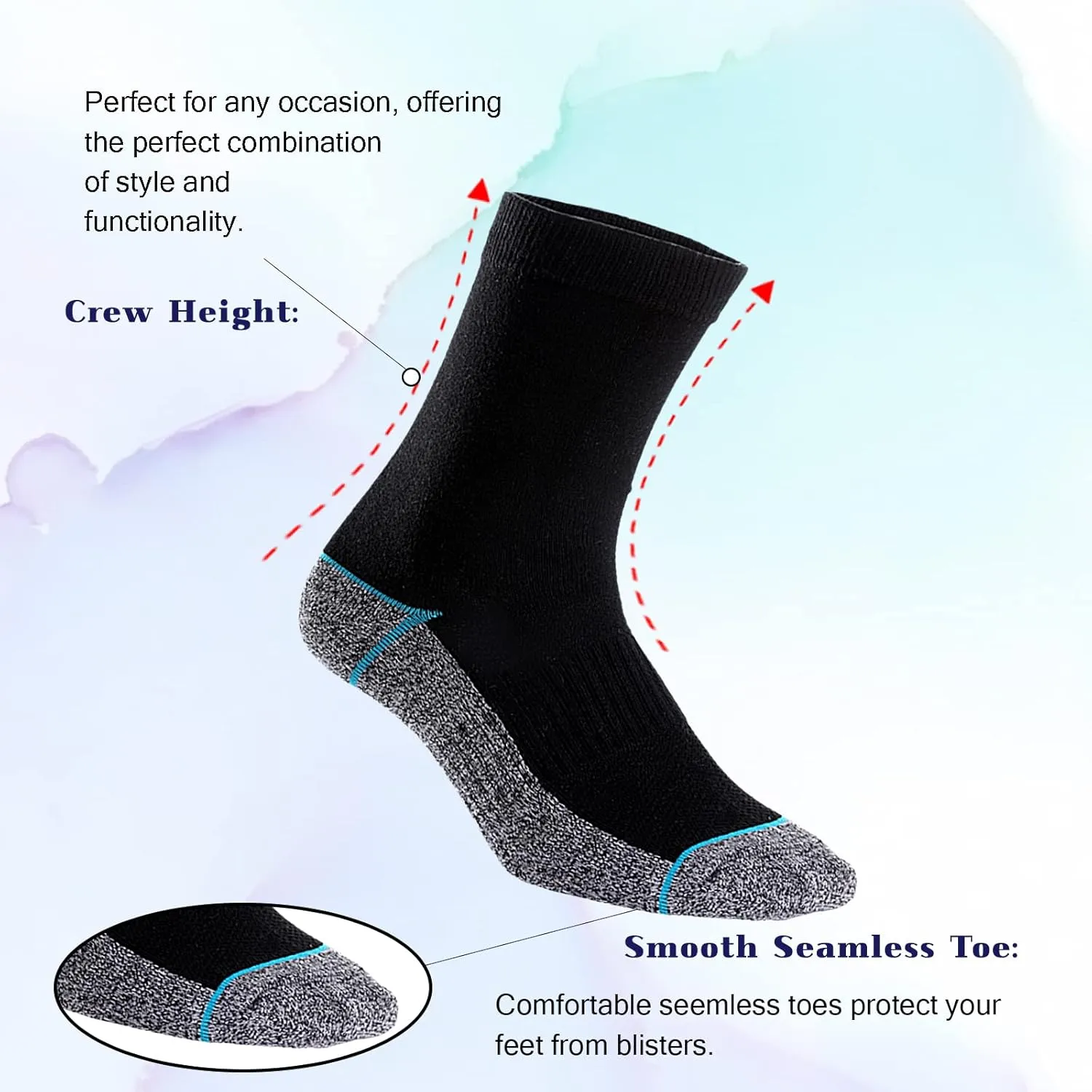 Kodal Copper Infused Crew Socks Business Athletic Moisture Wicking Odor Free Comfortable for All Day Wear (4/5 Pairs)