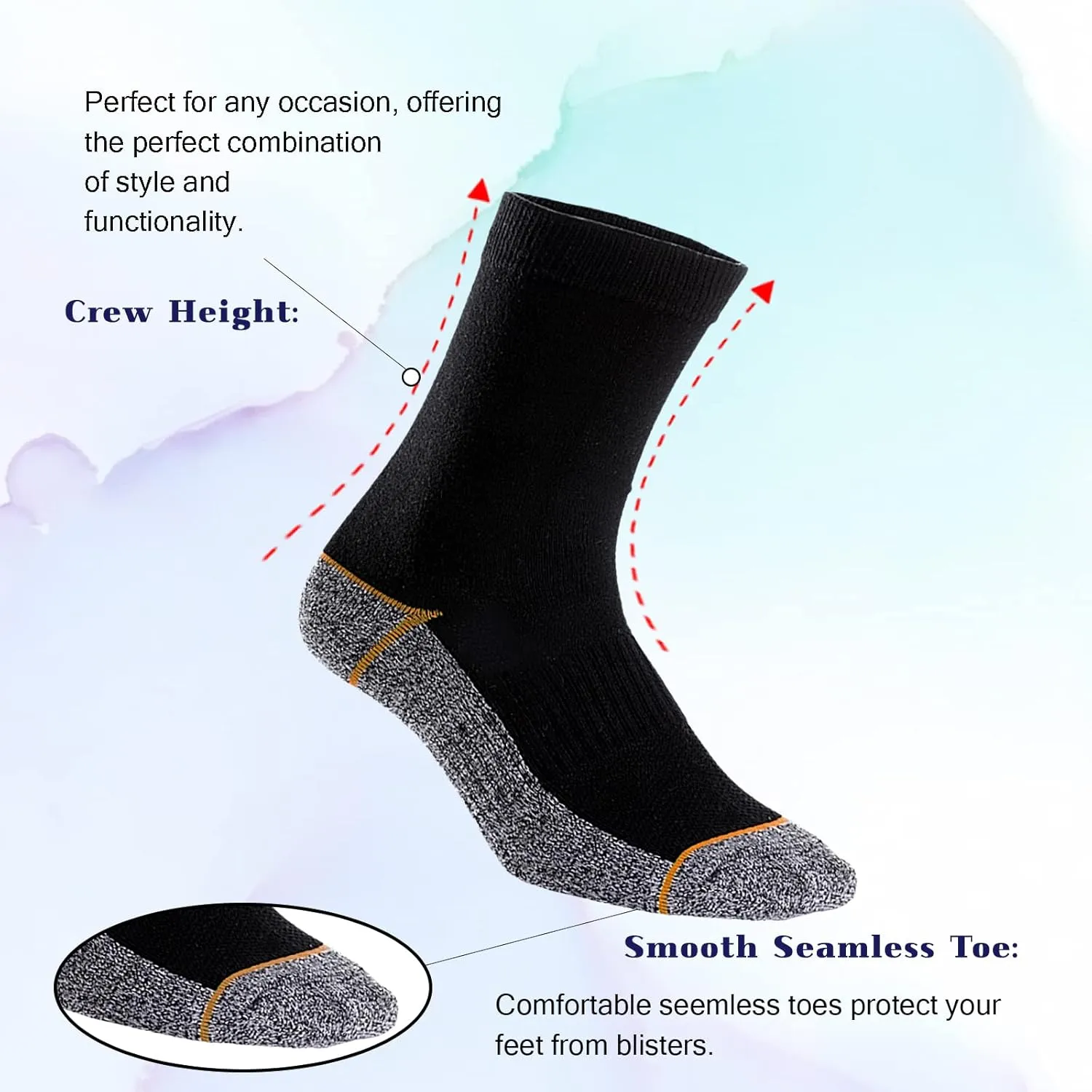 Kodal Copper Infused Crew Socks Business Athletic Moisture Wicking Odor Free Comfortable for All Day Wear (4/5 Pairs)