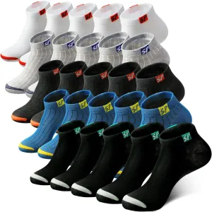 Lasnten 25 Pack Men's Athletic Socks Bulk Low Cut Casual Running Socks Men Work Short Breathable for Sport Father Gift